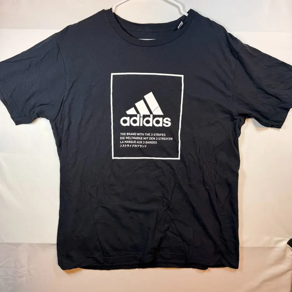 Adidas The Go To Tee Black Box Logo Graphic T Shirt Mens Black Size Large